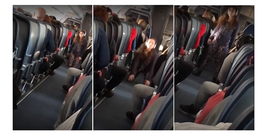 Video Wanita yang Sedang Yoga di Dalam Pesawat Ini Viral