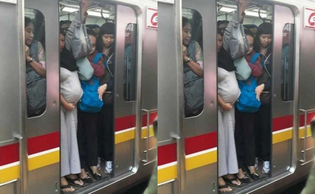 Kasihan, Ibu Hamil Berdiri di Kereta yang Penuh Sesak